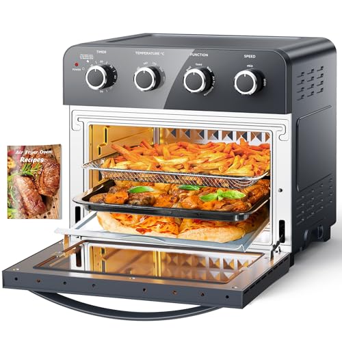 KeeGone Minibackofen mit Umluft 23L, 6 in 1 Multifunktionsofen,1700W Heißluftfritteuse,ölfreies Kochen Airfryer, 3 Schichten, Einstellbarer Heißluft-Backofen mit 100 Rezepten