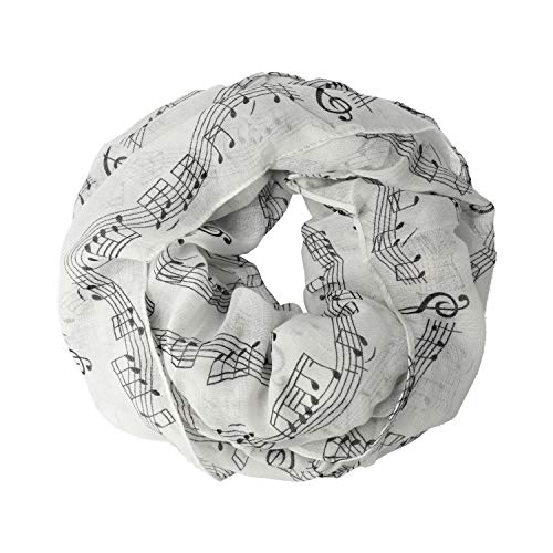 mugesh Rund-Schal Notenzeile weiß-schwarz groß - Schönes Geschenk für Musiker