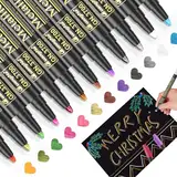 Baozun Metallic Stifte, 12 Farben Glitzerstifte Metallic Marker Pens Acrylstifte für Scrapbook Album, Gästebuch Hochzeit/Geburtstag, Fotoalbum Schwarze Seiten, Bastelsachen (12 Farben)