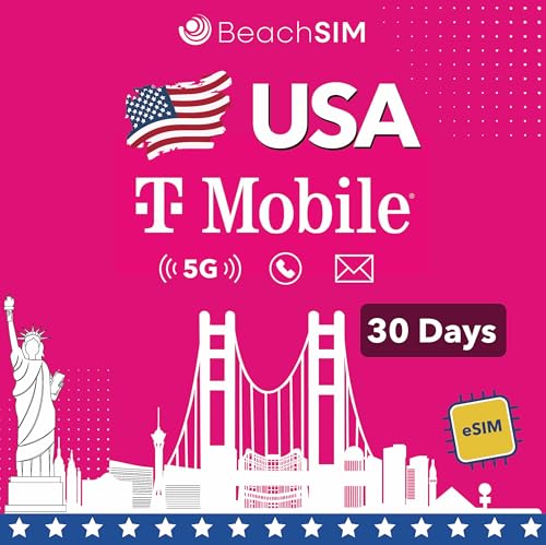 BeachSIM USA eSIM. Unbegrenzte Daten, Ortsgespräche und Texte im T-Mobile Netz. Schnelle Aktivierung. Einfaches Aufladen. Funktioniert mit eSIM-kompatiblen Geräten. Gültig für 30 Tage.