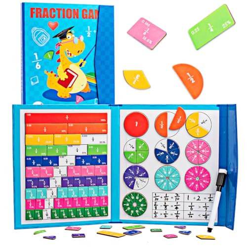 Bruchrechnen Montessori Material, Mathematik Lustiges Magnetische Lernpuzzle Lernspiele Bruch rechnen Spiel Für Kinder, Geschenke zur Einschulung ab 7 Jahre Unterricht, Mathe Grundschule Material