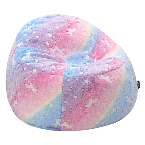 MeMoreCool Sitzsäcke für Kinder von 8-12 Jahren, Kleinkinder Sitzsack Sofa mit Füllung – Bohnensofa für Jungen und Mädchen, Bequemer Bodenstuhl für Spielzimmer und Kinderzimmer, Regenbogen