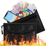 Feuerfeste wasserdichte Dokumententasche 20.0 x 13.5 x 0.8 cm, Feuerfeste Geldtasche, Brieftasche, Große Kapazität Aktentasche Geldaufbewahrung Dokumente/Geld/Pass/Bankdatei/Bargeld usw