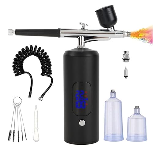 Trywise Tragbares Airbrush Set mit Kompressor, Multifunktionale Airbrush Airbrushpistole für Nageldesign,Kuchendekoration,Tattoo-Modellierung Modellbemalung Sprühkompressor für die Modelllackierung