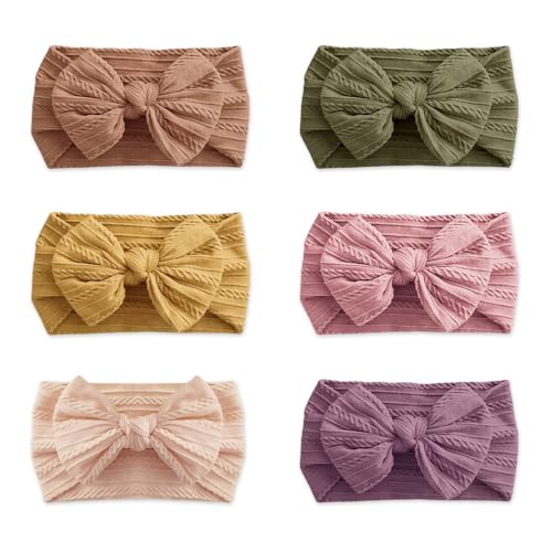 GIDWRIY 6 Stück Stirnband Baby Mädchen,Stirnbänder Kleinkinder Nylon,Baby Schleifen Haarband Newborn,Weiche Haarbänder Neugeborene,Haarschleife Baby Kopfband,Headband Baby Hair Band,Accessoires Baby