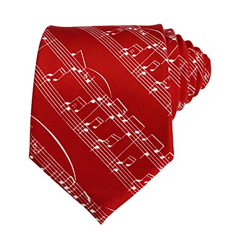 thb Richter Krawatte/Necktie mit Musiknoten Notenschlüsse für Musikveranstaltungen/Chor/Musiker (Krawatte - Rot)