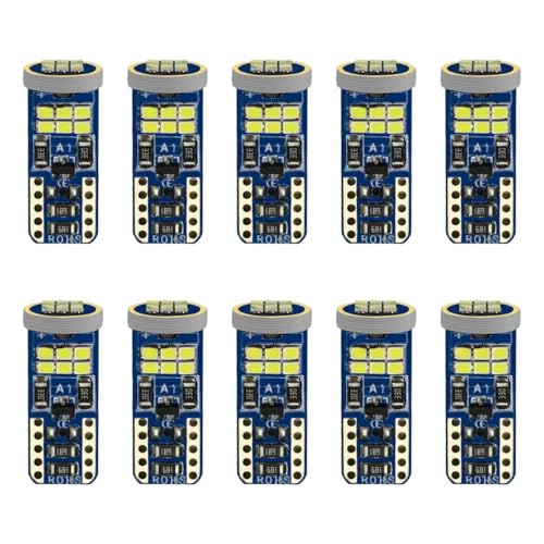ATJTYSX 10 Stück Auto Innen Beleuchtung, 1MM 624 Lumen Led Innenbeleuchtung Auto, Auto LED Innenbeleuchtung, Weiß, 12V, 1W, Innenraumbeleuchtung Birne, Innenraum Lampen, Einfach zu Verwenden