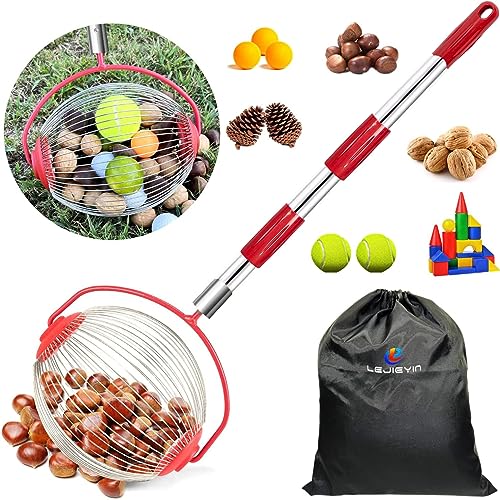 LEJIEYIN Walnuss Sammler Nusssammler Rollsammler Harvester Haselnuss der Obstsammler Leicht Outdoor Handwerkzeug mit obstsammler mit stiel auch als Greifer für Golfbälle, Tennisbälle