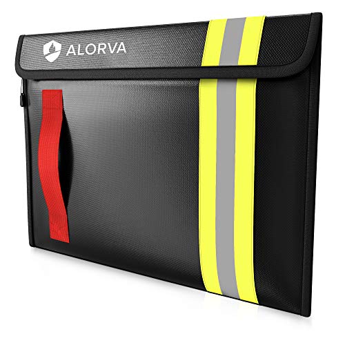 Alorva Feuerfeste & wasserdichte Dokumententasche - 39,4 x 27,9 x 7,6 cm Tasche für Rechtsdokumente & Wertsachen - Doppelschichtiger Reißverschluss - Feuerwehrmann Design (schwarz)