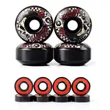 SKAL Skateboard Räder Rollen Ersatz Wheels 52mm Härtegrad 95A mit ABEC-9 8X Skateboard Kugellager