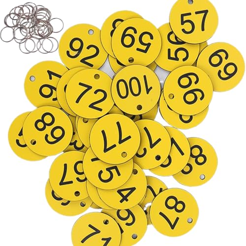 Schlüssel-Tags, nummerierte Schlüssel-Tags 1,2 Zoll Runde 1-200 nummerierte Tags Schlüssel-Tags mit Schlüsselringen wasserdicht und Sonnenschutznummer Schlüsselketten für öffentliche Bäder und Saunen