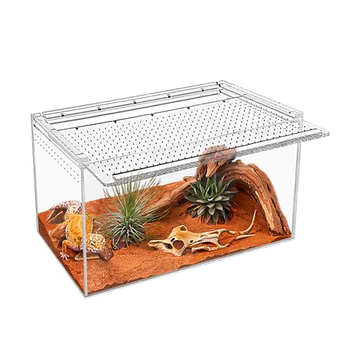 KAKOOTI Reptile Terrarium,14"X6.5"X8.5"inch Reptile Zuchtbox, magnetisches Acrylgehäuse, für Schlange, Tarantula, Einsiedlerkrabbe, springende Spinne, Leguan, Leopard Gecko, Bartdrache, Insekt