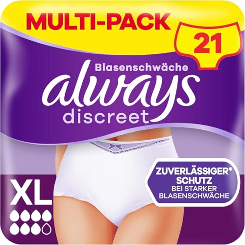 Always Discreet Inkontinenz XL 21 Höschen Plus Für Frauen (3X7 Stück), Verhindert Auslaufen Und Gerüche, Angenehm Und Kaum Spürbar
