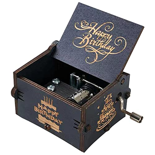 HSXIANG Happy Birthday Gifts Spieluhr, Holzhandkurbel, graviertes Musikinstrument mit Melodie, Happy Birthday Geschenk für Mama/Papa/Tochter/Sohn/Frau/Ehemann/Freunde.