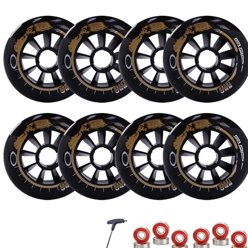 ANWEALTH 6er Pack 8er Pack Pro Inline Skate Ersatzrollen 110 mm 100 mm 90 mm 85A Inline Speed Skate Rollen mit Lagern erhöhte Geschwindigkeit und Griffigkeit (90 mm 8)