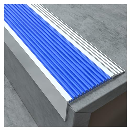 Treppennase aus Metall, L-Form, Aluminium, rutschfest, wasserdicht, 0,9/1/1,1/1,2/1,3/1,4/1,5/1,6 m lang, blau, perfekt für Treppensicherheit und Haltbarkeit