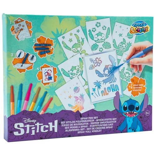 Disney - Lilo & Stitch - Sprühstift-Set - Malstifte für Kinder - Malset mit Buntstiften und Malvorlagen (ST23364)