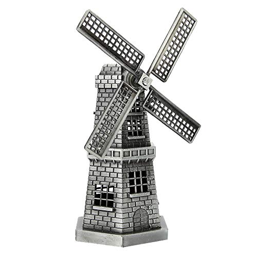 LetCart Niederländische Windmühle Statue - Holland Windmühlen Modell Europäischer Stil Retro Vintage Holland Windmühle Miniatur Kunsthandwerk Büro Zuhause Desktop Dekoration (klein, Grau)