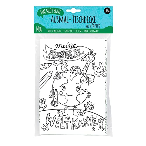 Ausmal-Tischdecke Weltkarte, Papier-Tischdecke zum Ausmalen Weltkarte, Ausmalbilder Welt, Weltkarte Poster, Mal Mich Bunt