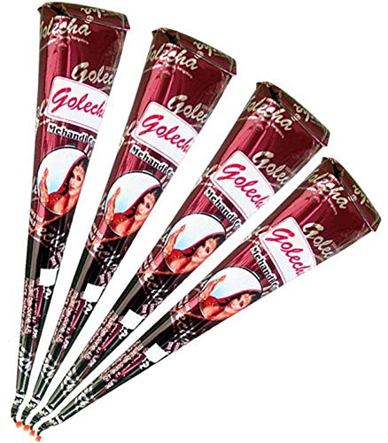 Golecha 100 % natürliche Hennapaste, Kegel (Rotbraun), 4er-Pack (je 25 g)