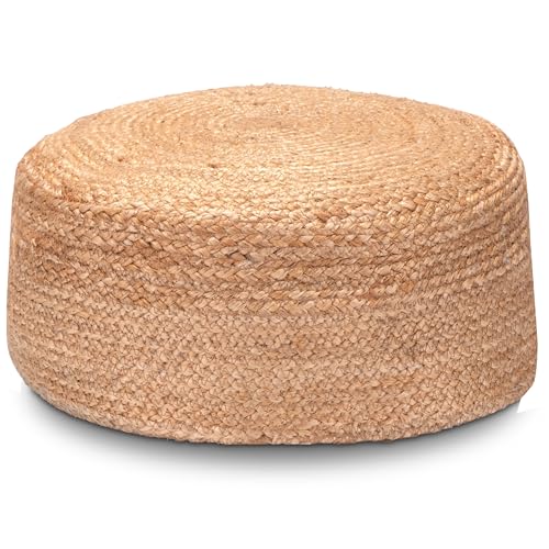 Decorasian Pouf Hocker – Sitzkissen Tatami Kissen geflochten aus Jute – Sitzpouf im Boho Stil - Sitzhocker rund 40cm x 15cm