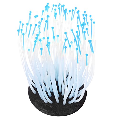 CYSFETENA Vivid Artificial Coral Plant Ornament für Aquarium Unterwasser Fisch Tank Nachtlicht, Flexibles Silikon Seaweed Ideal für Aquarium Deko & Korallen Deko (Blue)