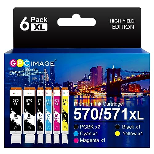 GPC IMAGE 570 571 Multipack Patronen XL Kompatible für Canon 570 571 Druckerpatronen PGI-570 CLI-571 für Canon Pixma TS5050 MG5750 TS5055 MG6852 MG5753 TS6050 TS5053 MG5752 MG5751 (6er-Pack)