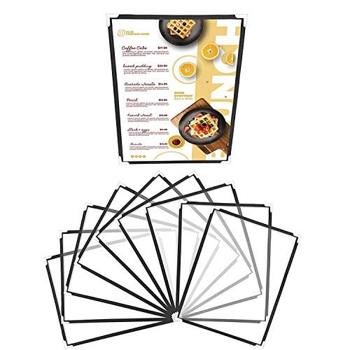 Belle Vous Doppelt Faltbare A5 Menükartenhalter (10 Stk) - Speisekartenmappe - Einzelseite Doppelansicht - Schwarz Speisekarten Faltmappe mit Eckenschutz für Restaurant, Bar, Cafe, Menü, Weinkarte