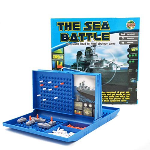 Seeschlacht-Brettspiel, Kampfstrategie-Brettspiel, Lustiges Seeschlachtspiel, Doppelschlacht-Spielzeug für Kinder (Blau)