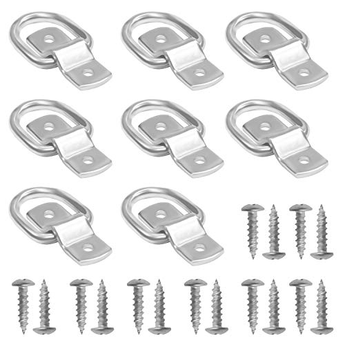 Belle Vous Eisen Zurring Zurröse D Ringe Set mit Halterung & Schrauben (8 Stück) 4,6 x 3,8 cm - 400 kg Traglast - Sicherheitsanker Ladehaken D Ringe mit Halter für Boote, Anhänger, Fracht, Lastwagen