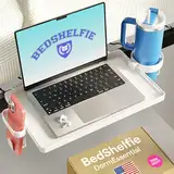 BedShelfie Nachttischregal für Studentenwohnheim, Etagenbett und obere Etagenbetten, Essentials, Clip-On-Nachttisch, schwebender Nachttisch, Tablett, Organizer, Schlafsaal-Dekoration, Schlafsaal, Weiß