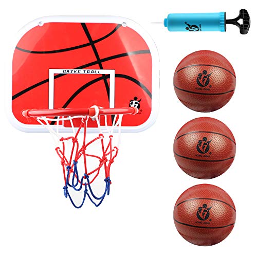 DBREAKS Basketballkorb fürs Zimmer, Basketballkorb mit Ball Indoor, Basketball Korb Set für Kinder, Enthält 1 Mini Basketball Korb,3 Ball, 1 Ball Pump, Backboard
