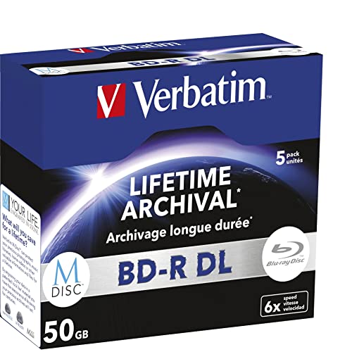 1 x 5 Verbatim M-Disc BD-R Blu-Ray 50 GB 6 x Speed, Jewel Case