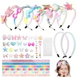 Tikplus Haarschmuck Bastelsets kinder ab 5 jahre，Mode Mädchen DIY Schmetterling Haaraccessoires herstellen können, Spielzeug für 5 6 7 8 9 10 jährige Mädchen