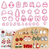 KEOKER Weihnachts-Tonschneider, Weihnachts-Tonschneider für Schmuckherstellung, 32 Tonschneider, Formen, Weihnachten, Schneeflocken-Tonschneider für Ohrringe (alle 2)