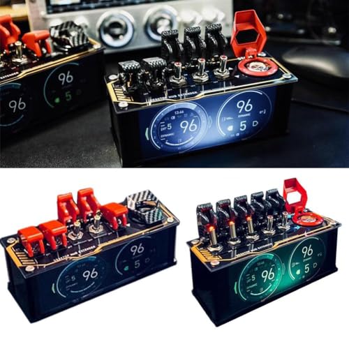 USB-Dockingstation, Retro-USB-Streifen, Originalschalter, cooler USB-Lade-Hub, USB-Handy-Ladegerät, USB-DC2.1-Anschluss, Hub-Extender mit Flugzeugschaltern und App-gesteuerten RGB-Lichtern (schwarz)