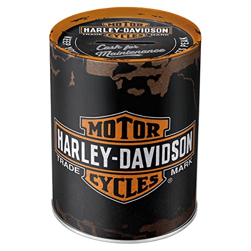 Nostalgic-Art Retro Spardose, 1 l, Harley-Davidson – Genuine Logo – Geschenk-Idee für Biker, Original Lizenzprodukt (OLP), Sparschwein aus Metall, Vintage Blech-Sparbüchse