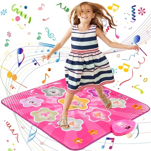URMYWO Tanzmatte Spielzeug für Kinder ab 3 4 5 6 7 8 Jahre,Musik-Tanz-Spielmatte mit LED-Lichtern,7 Spielmodi, eingebaute Musik,Tanzspiel Weihnachten Geburtstags Geschenke Kinderspielzeug