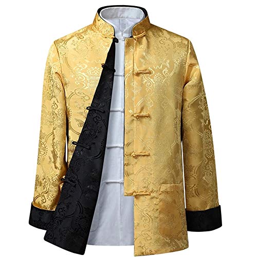BOZEVON Männer/Frauen Chinesische Tang-Anzug Oberseiten - Beide Seiten Beschichten Jacke langärmelige Kampfkunst Kung Fu Hemden Chinesische Tang-Klage Nationale Kostüme, XL/Stil 06 - Männer