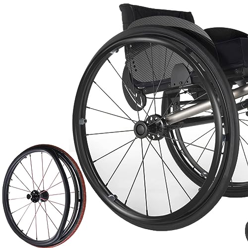 Rollstuhl-Schiebering-Bezüge, 22/24 Zoll rutschfeste Silikon-Rollstuhl-Schiebering-Bezüge, 1 Paar Rollstuhl-Schieberinge(Black,24in)