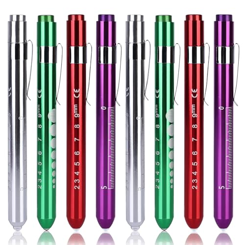 8 Stück Diagnostikleuchte Pupillenleuchte Medizinische Penlight, LED Pupillenleuchte, Wiederverwendbare Diagnostische LED Stiftlampe mit Taschenclip für Krankenschwestern Ärzte Schüler