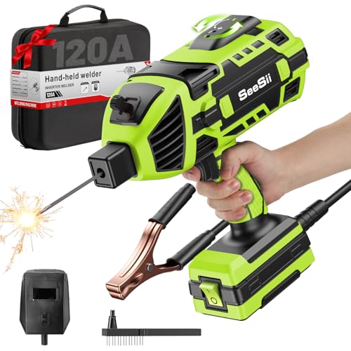 Seesii Lichtbogenschweißgeräte, Aufgerüstetes Handschweißgerät FA202-220V mit IGBT Wechselrichter 6 Variable, Tragbare ARC Elektroschweißgerätesatz für 3/32"-1/8" Drahtstangen