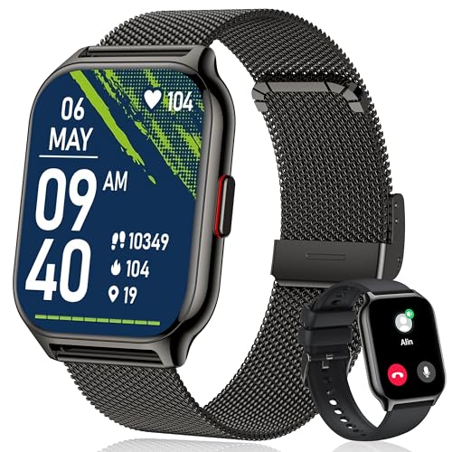 ZOSKVEE Smartwatch für Damen Herren, Fitnesstracker 2 Zoll Touch-Farbdisplay mit Telefonfunktion, Armbanduhr Blutdruckmessung Herzfrequenz Schlafmonitor SpO2, Sportuhr Schrittzähler für Android iOS