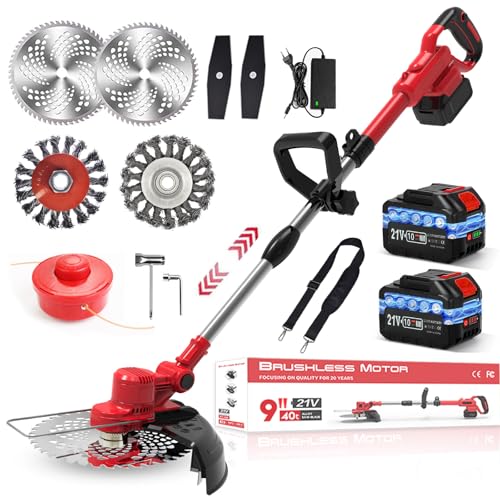 Rasentrimmer mit akku und Unkrautbürste, 21V-4.0Ah akku rasentrimmer, 4-in-1 rasentrimmer elektrisch für Makita Akku, 20000R/min Rasentrimmer, 1-45CM Teleslopstiel,für Rasen Garten Beschneiden