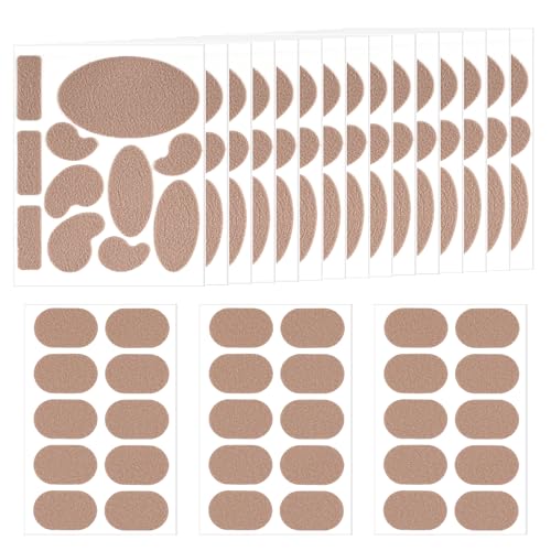 18 Blatt Moleskine Pads, Mehrfach Geformte & Abgeflachte Moleskin Klebeband Blasenpflaster Ferse Blasenprävention Blasen Pads Anti-Verschleiß Moleskine Patches für Füße Fersen (Dunkelbraun)