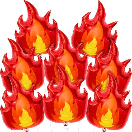 Flammen Party Ballon Set - 8 Stück Geburtstag Feuer Luftballons, Kinder Thema Deko, Flamme Ballons für Feier
