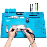 Spurtar Lötmatte Silikon 500℃ Hitzebeständige, 45 x 30 cm Verdickte Arbeitsmatte Werkstatt für Lötpistolen/Heißpistolen, Magnetische Reparatur Matte für Elektronik, Löten, Telefon, iPad, Uhren