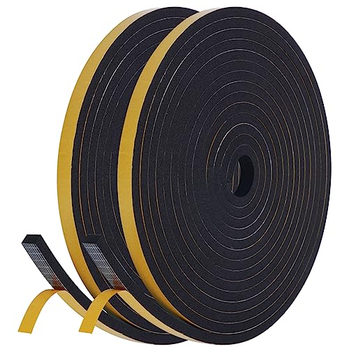 flintronic Dichtungsband für Türen Fenster 10mm(B) x6mm(D)10m(L) Selbstklebend Schaumstoffband Türdichtung Fenster, Gummidichtung für Kollision Siegel Schalldämmung Schwarz (2 Rollen je 5m lang)