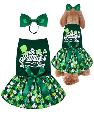 St. Patrick's Day Hundekleid für mittelgroße Hunde mit Stirnband (Grün, Größe S)