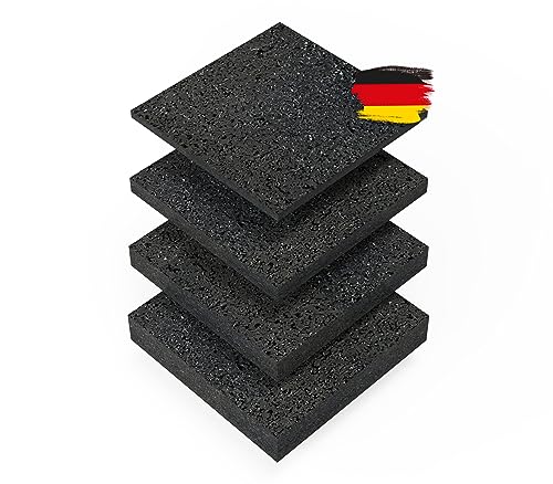 BAUHELD® Terrassenpads 90x90x 8mm [30 Stück] Stabile Bautenschutz-Matte aus Gummi-Granulat [Made in Germany] Als Unterleg-Platten für Terrassen-Fliesen, WPC Terrassen-Dielen, Stelzlager, Balkon